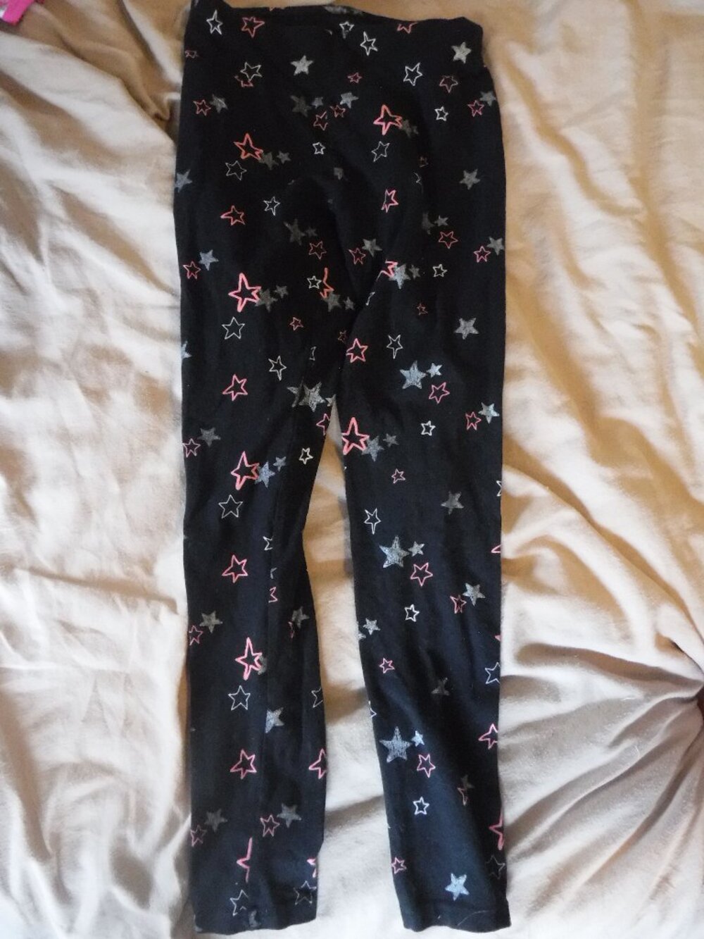 Justice Girls Size 14/16 Black Star Pattern Leggings